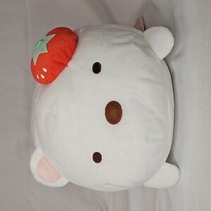 San-X Sumikkogurashi Strawberry Fair Polar Bear in Strawberry Outfit